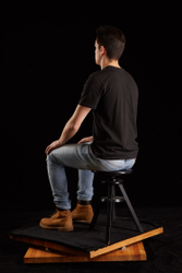 Whole Body Man White Slim Sitting Studio photo references